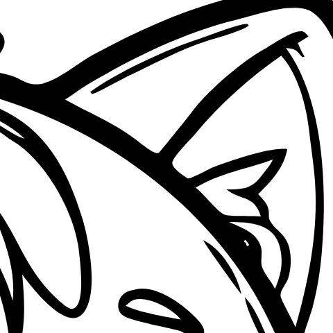 Coloring page traced by Vectorizely, B&W mode, which traces contours straight from the grayscale image, zoomed in